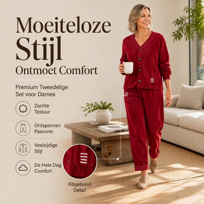 Vrouwen casual corduroy 2-delige set