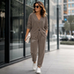 Vrouwen casual corduroy 2-delige set