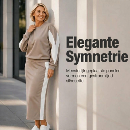 Tweedelige set voor dames: gebreide trui & midi rok