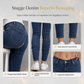 Dames Lichtblauwe Met Parel Versierde Slim Fit Skinny Jeans met Onafgewerkte Gerafelde Taille en Gerafelde Gescheurde Enkelsboorden
