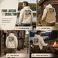 Retro-hoodie voor heren met visprint, relaxte pasvorm, zacht fleece van katoenmix met kangoeroezak