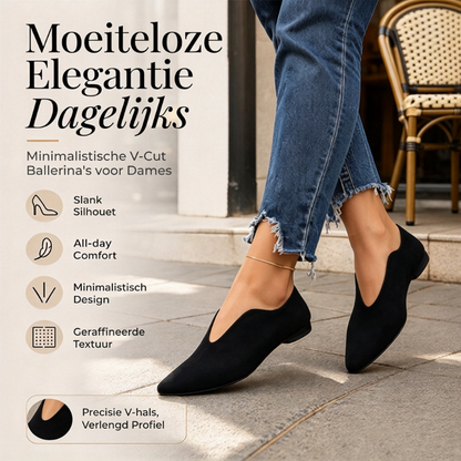 Chique damesplatte schoenen met spitse neus en V-snit