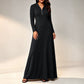 Dames Gebreide Geribbelde Hoodie Maxi Jurk