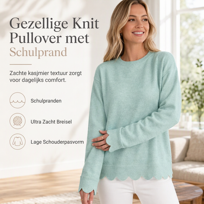 Dames sweatshirt met ronde hals en geschulpte zoom
