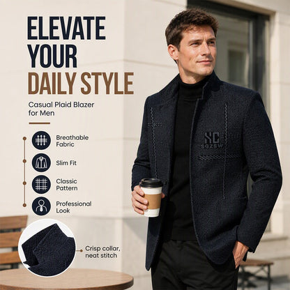 Slim-fit blazer met mandarijnkraag voor heren