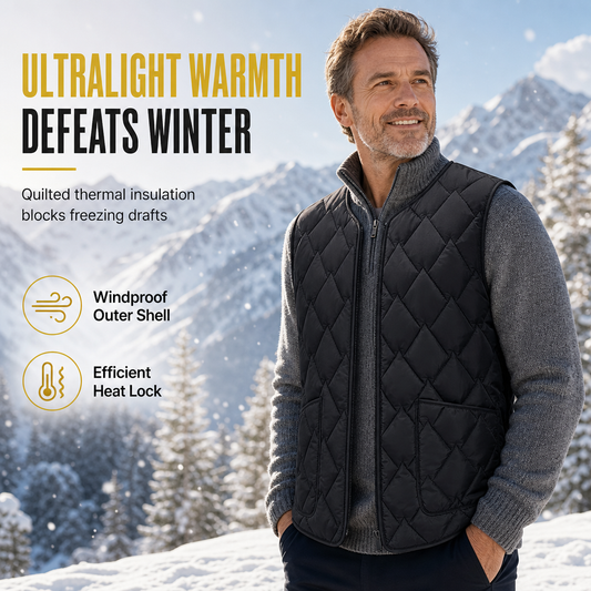 Heren wintervest met losse pasvorm, high street-mode, minimalistisch, mouwloos