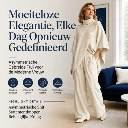 Dames asymmetric col poncho gebreide trui
