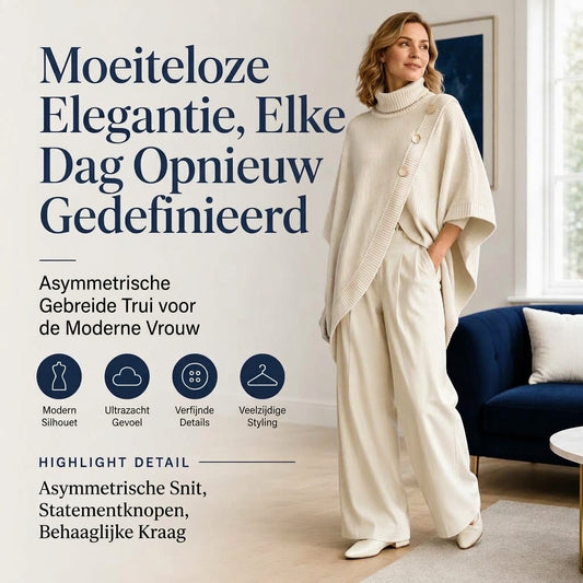 Dames asymmetric col poncho gebreide trui