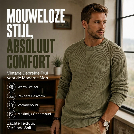 Klassiek round neck gebreid herentopje