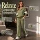Casual sweatshirt en wijde pijpen broek set voor dames
