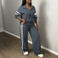 Casual sweatshirt en wijde pijpen broek set voor dames