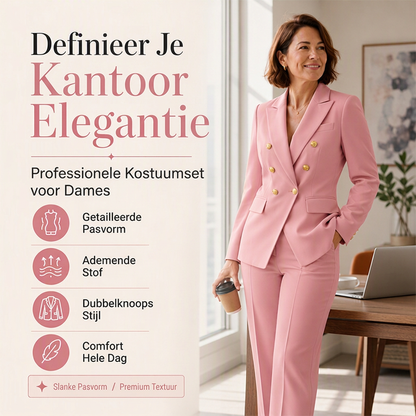 Elegante blazer met dubbele rij knopen en broekenset voor dames