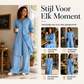 Dames Gestreept Lang Shirt & Wijde Broek Set