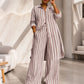 Dames Gestreept Lang Shirt & Wijde Broek Set