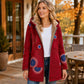 Vintage damesjas met capuchon en bladmotief