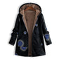 Vintage damesjas met capuchon en bladmotief