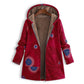 Vintage damesjas met capuchon en bladmotief