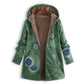 Vintage damesjas met capuchon en bladmotief