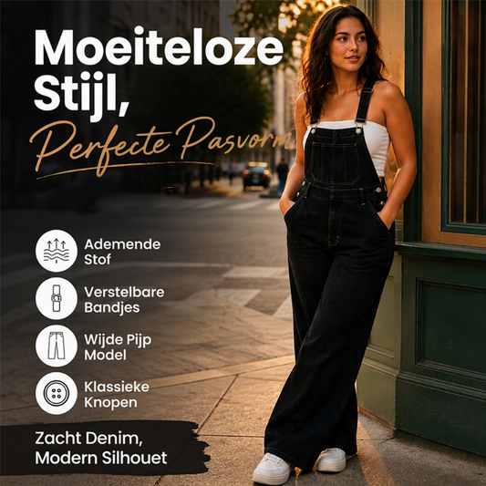Dames wijde denim overalls met zakken