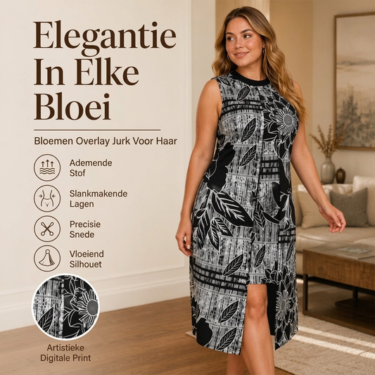 Chic dameslo faux 2-delige mouwloze jurk