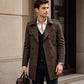 Klassieke trenchcoat voor heren, halflang, met dubbele knoopsluiting