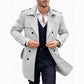 Klassieke trenchcoat voor heren, halflang, met dubbele knoopsluiting