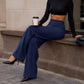 Casual damesbroek met hoge taille en wijde pijpen