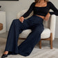Casual damesbroek met hoge taille en wijde pijpen