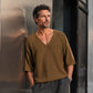 Heren casual V-hals gebreid T-shirt