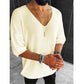 Heren casual V-hals gebreid T-shirt