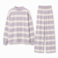 Casueel damespak met gestreept print, langärmlig topje en broek voor herfst en winter