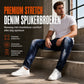Heren stretch slim fit jeans met scheuren