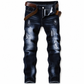 Heren stretch slim fit jeans met scheuren