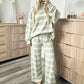 Dames Gestreept Mock Neck Top & Wijde Pantalon Set