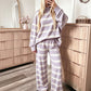 Dames Gestreept Mock Neck Top & Wijde Pantalon Set