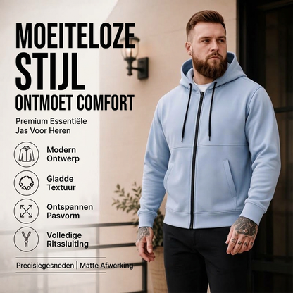 Casual warme hoodie met rits voor heren