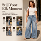 Dames Vintage Wijde Jeans met Knoppen aan de Zijkant