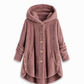 Dames winter effenkleurig asymmetrische knopen pluizige fuzzy fleece jas