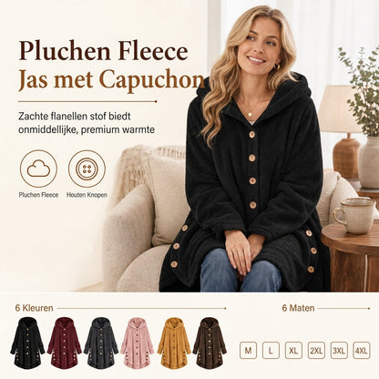 Dames winter effenkleurig asymmetrische knopen pluizige fuzzy fleece jas