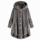 Dames winter effenkleurig asymmetrische knopen pluizige fuzzy fleece jas