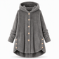 Dames winter effenkleurig asymmetrische knopen pluizige fuzzy fleece jas