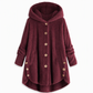 Dames winter effenkleurig asymmetrische knopen pluizige fuzzy fleece jas