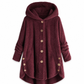 Dames winter effenkleurig asymmetrische knopen pluizige fuzzy fleece jas