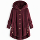 Dames winter effenkleurig asymmetrische knopen pluizige fuzzy fleece jas