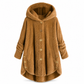 Dames winter effenkleurig asymmetrische knopen pluizige fuzzy fleece jas