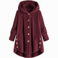 Dames winter effenkleurig asymmetrische knopen pluizige fuzzy fleece jas
