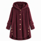 Dames winter effenkleurig asymmetrische knopen pluizige fuzzy fleece jas