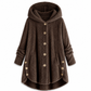 Dames winter effenkleurig asymmetrische knopen pluizige fuzzy fleece jas