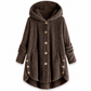 Dames winter effenkleurig asymmetrische knopen pluizige fuzzy fleece jas