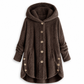 Dames winter effenkleurig asymmetrische knopen pluizige fuzzy fleece jas